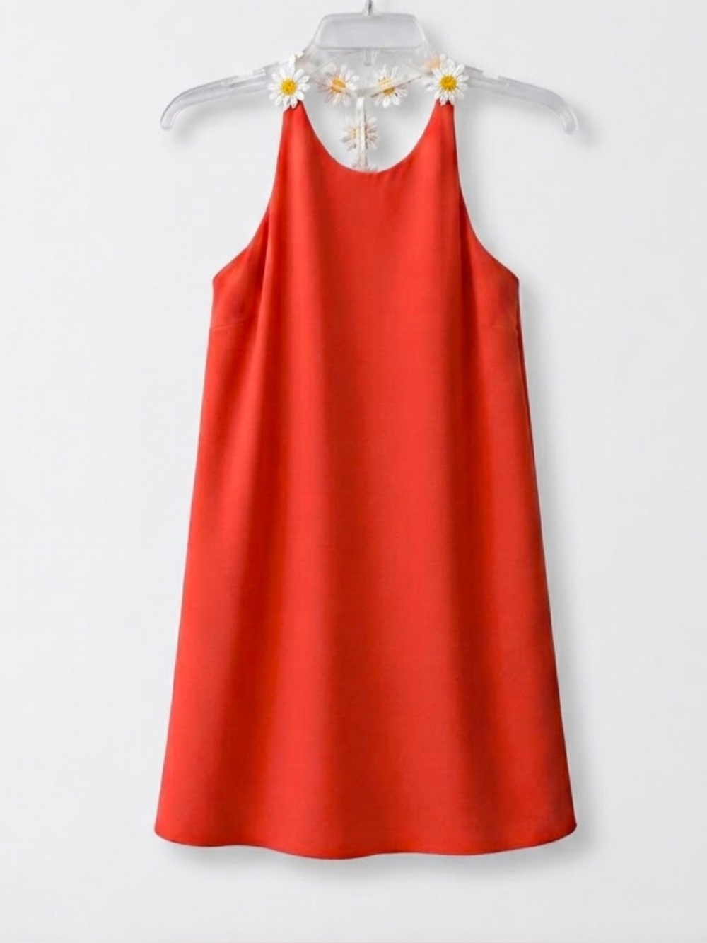Judith March Coral Halter Dress Size Small Daisy Embroidered Trim
